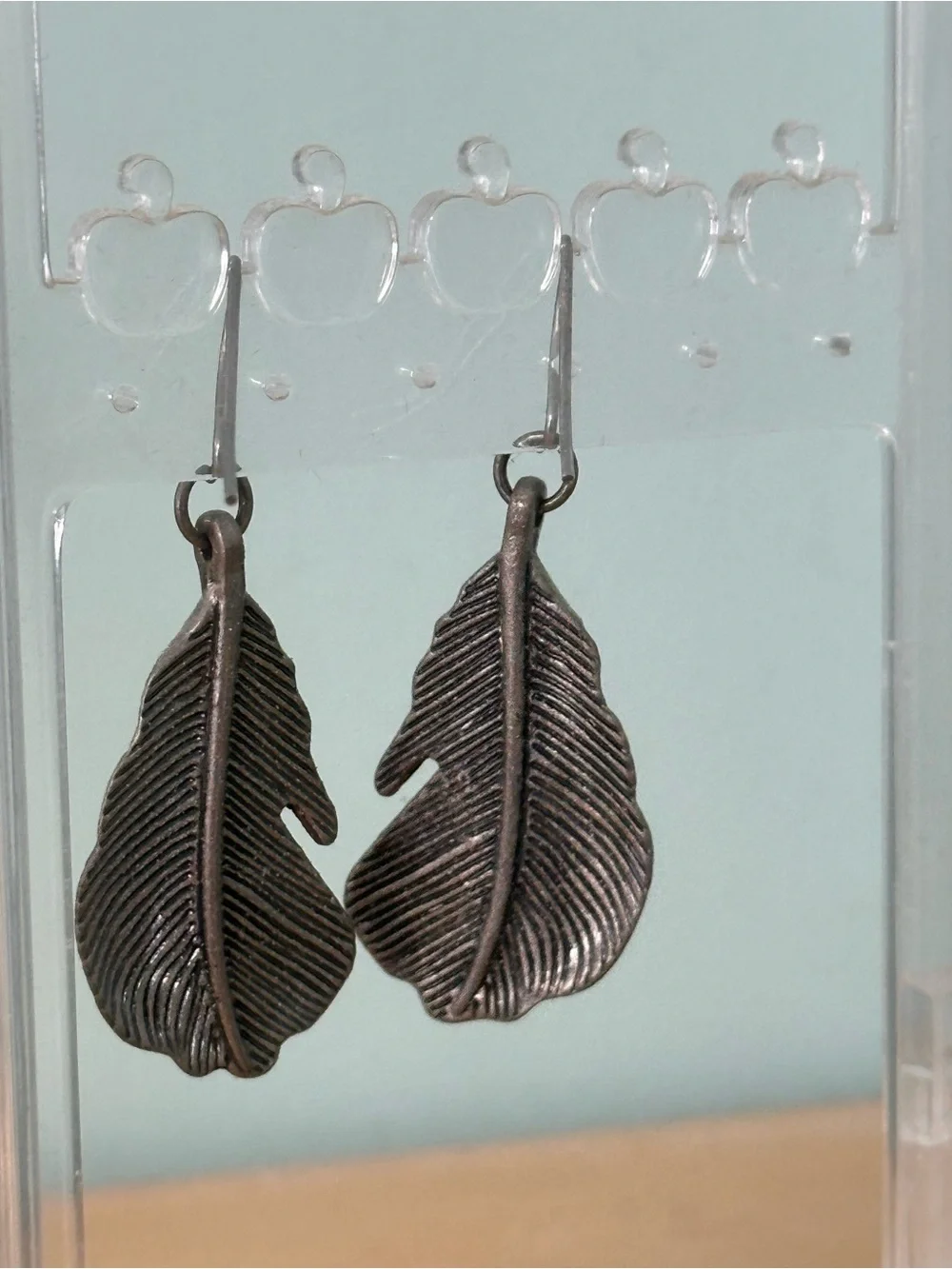 Feather Dangle Earrings in Silver Metal Women Jewelry